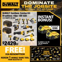 DEWALT Cordless Combo Kit Brushless 10pc 18v 5Ah with BONUS Batteries