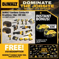 DEWALT Cordless Combo Kit Brushless 10pc 18v 5Ah with BONUS Batteries