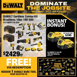 DEWALT Cordless Combo Kit Brushless 10pc 18v 5Ah with BONUS Batteries