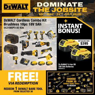 DEWALT Cordless Combo Kit Brushless 10pc 18v 5Ah with BONUS Batteries