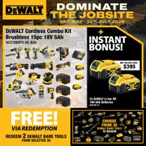 DEWALT Cordless Combo Kit Brushless 15pc 18V 5Ah with BONUS Batteries