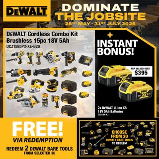 DEWALT Cordless Combo Kit Brushless 15pc 18V 5Ah with BONUS Batteries