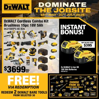 DEWALT Cordless Combo Kit Brushless 15pc 18V 5Ah with BONUS Batteries