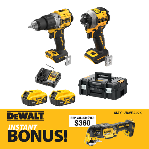 DEWALT Cordless Hammer Drill & Impact Driver 1V 5Ah with BONUS Multi Tool
