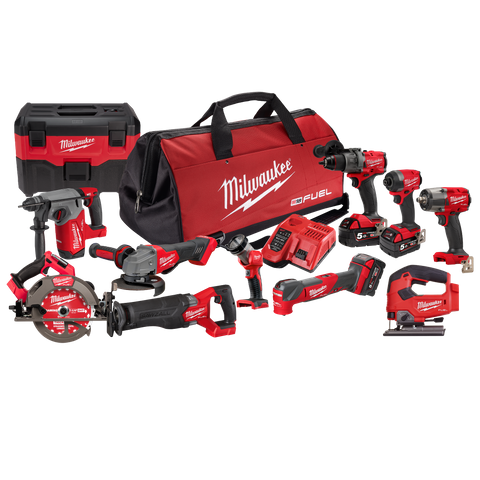 Milwaukee M18 FUEL Cordless Power Pack Brushless 11pc Kit 11A4 18V 5Ah