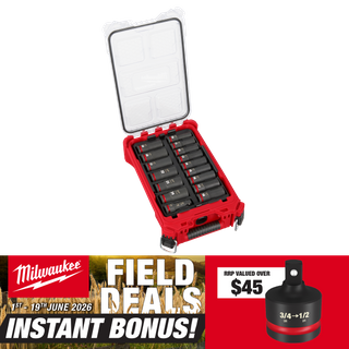 Milwaukee SHOCKWAVE Deep Impact Socket Set 1/2in Dr 16pc with Bonus