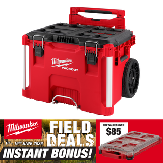 Milwaukee PACKOUT Low Profile Rolling Tool Box with BONUS Organiser