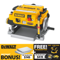DEWALT Thicknesser Portable 330x152mm with BONUS Support Tables