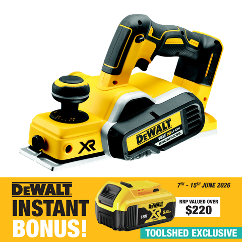 DEWALT Cordless Planer Brushless 18V - Bare Tool with 5Ah Battery