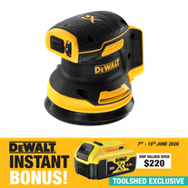DEWALT Cordless Random Orbital Sander 125mm 18V -Bare Tool with Bonus 5Ah Battey