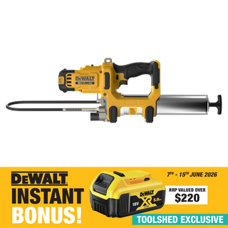 DEWALT Cordless Grease Gun Brushless 450g 18V - Bare Tool with Bonus 5Ah Battery