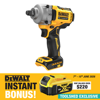 DEWALT Cordless Impact Wrench Mid Torque BL Ring 812Nm 18V-Skin with 5Ah Battery