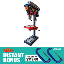 ToolShed Drill Press 20mm Bench Mount 1hp with 2x 250mm Heavy Duty G Clamps