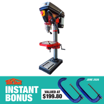 ToolShed Drill Press 20mm Bench Mount 1hp with 2x 250mm Heavy Duty G Clamps