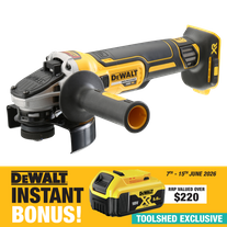 DEWALT Cordless Angle Grinder 125mm Brushless 18v - Bare Tool with 5Ah Battery