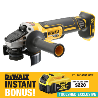 DEWALT Cordless Angle Grinder 125mm Brushless 18v - Bare Tool with 5Ah Battery