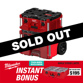 Milwaukee PACKOUT Low Profile Rolling Tool Box with Large Tool Box and BONUS