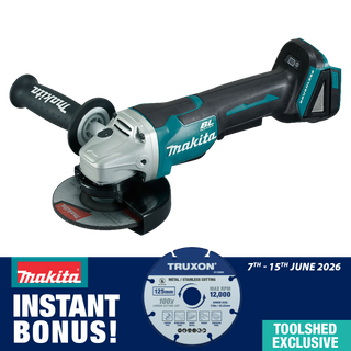 Makita LXT Grinder 125mm BL Paddle Switch 18V - Skin NO CARTON With Bonus