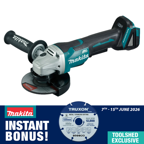 Makita LXT Grinder 125mm BL Paddle Switch 18V - Skin NO CARTON With Bonus