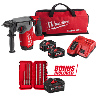 Milwaukee M18 FUEL Cordless Rotary Hammer Drill 26mm Kit 18V 6Ah with BONUS