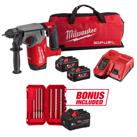 Milwaukee M18 FUEL Cordless Rotary Hammer Drill 26mm Kit 18V 6Ah with BONUS