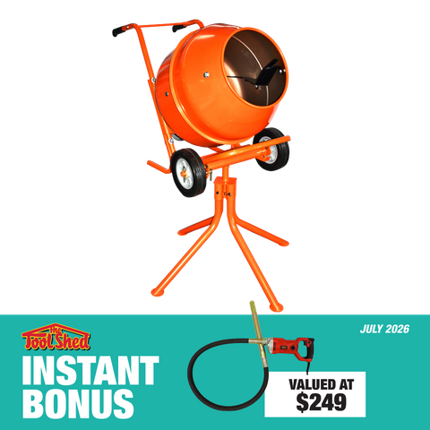 ToolShed Portable 140L Concrete Mixer with Concrete Vibrator