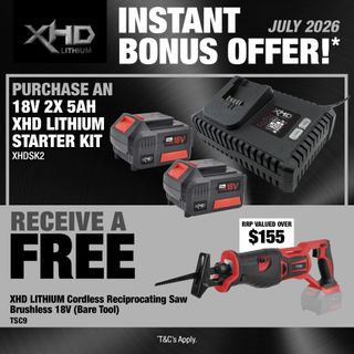 XHD Lithium Starter Kit 18V 2x 5Ah with Reciprocating Saw Brushless 18V