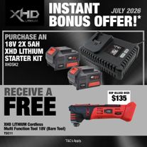 XHD Lithium Starter Kit 18V 2x 5Ah with Multi Function Tool 18V