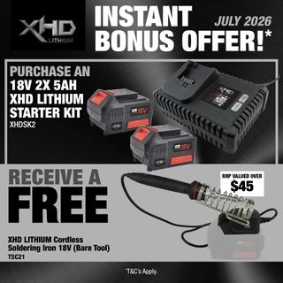 XHD Lithium Starter Kit 18V 2x 5Ah with Soldering Iron 18V