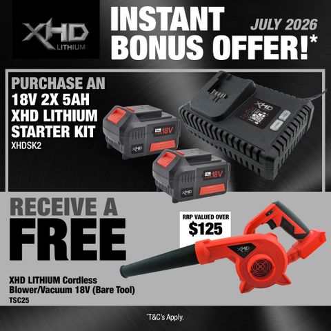 XHD Lithium Starter Kit 18V 2x 5Ah with Blower/Vacuum 18V