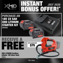 XHD Lithium Starter Kit 18V 2x 5Ah with Inflator 18V