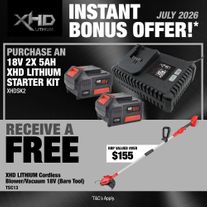 XHD Lithium Starter Kit 18V 2x 5Ah with Line Trimmer 36V (2x 18V)