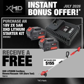 XHD Lithium Starter Kit 18V 2x 5Ah with Line Trimmer 36V (2x 18V)