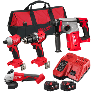 Milwaukee M18 Cordless Power Pack 4pc Kit 18V 5Ah