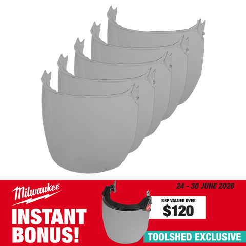 Milwaukee BOLT Face Shield Universal Grey Replacement 5pk with Bonus 48731425A