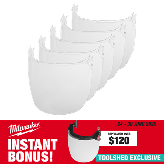 Milwaukee BOLT Face Shield Universal Clear Replacement 5pk with Bonus 48731420A