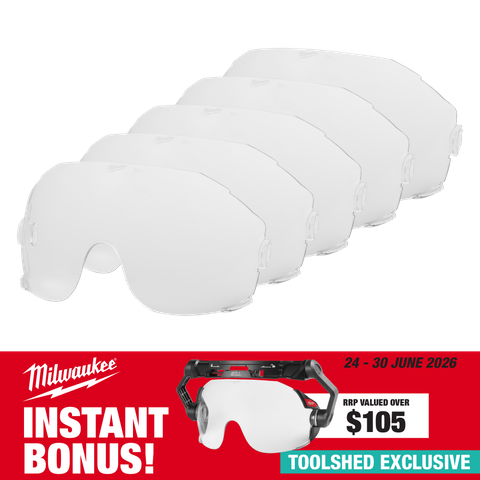 Milwaukee BOLT Visor Clear Lens Replacement 5Pk with Bonus 48731410A