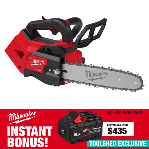 Milwaukee M18 FUEL Chainsaw Top Handle 12in 18V - Bare Tool with BONUS M18FB8