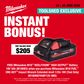 Milwaukee M18F Impact Wrench Extended Anvil 1/2in 18V-Skin with Bonus Battery