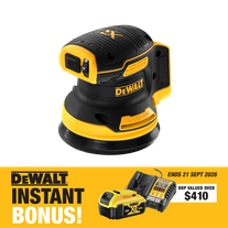 DEWALT Cordless Random Orbital Sander 125mm 18V with BONUS Battery and Charger