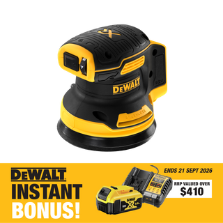 DEWALT Cordless Random Orbital Sander 125mm 18V with BONUS Battery and Charger