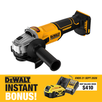 DEWALT Cordless Angle Grinder 125mm Brushless Slide Switch XR 18V with BONUS
