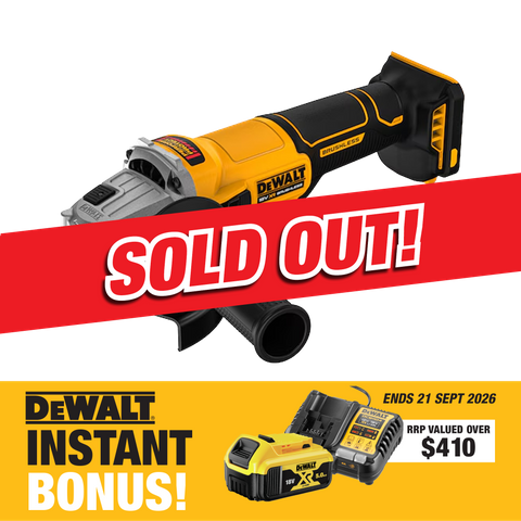 [SOLD OUT] DEWALT Cordless Angle Grinder 125mm Brushless Slide Switch XR 18V wit