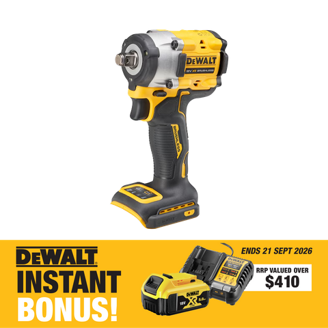 DeWalt XR Cordless Impact Wrench 1/2in Hog Ring 18v with BONUS Battery + Charger