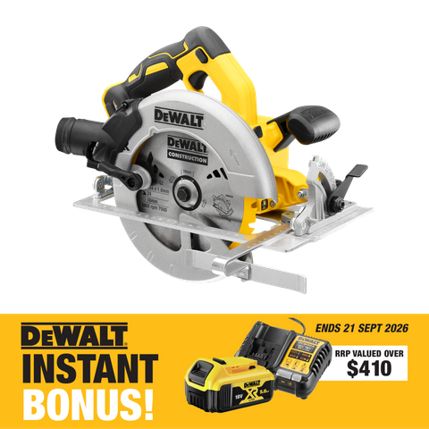 DEWALT Cordless Circular Saw 184mm 18V with BONUS Battery and Charger