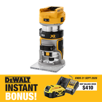 DEWALT Cordless Trimmer Router 18V with BONUS Battery and Charger