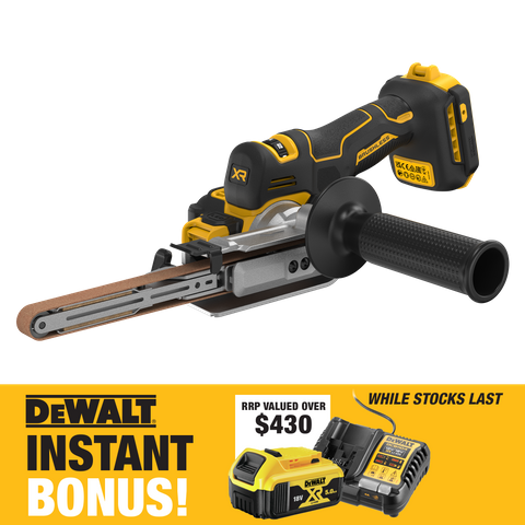 DEWALT Cordless Band File Brushless 13mm 18V with BONUS Battery and Charger
