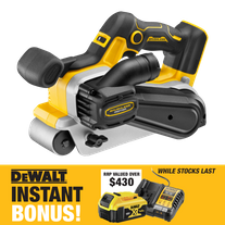DEWALT Cordless Belt Sander Brushless 75mm 18V with BONUS Battery and Charger
