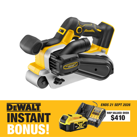 DEWALT Cordless Belt Sander Brushless 75mm 18V with BONUS Battery and Charger