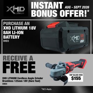 XHD LITHIUM Cordless Battery 8Ah with Angle Grinder Brushless 125mm 18V